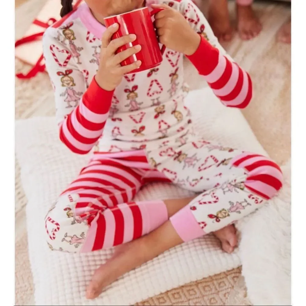 Hanna Andersson Dr. Seuss Grinch Long John Pajama Set Cindy Lou Who Candy Cane 8